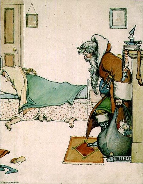 Ennakointi tai miksi joulupukki muutti mielensä I, "Lasten jouluvarasto uusista ja vanhoista esineistä" tekijältä William Heath Robinson