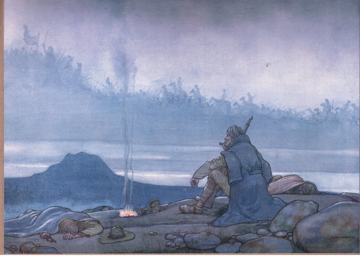 Seuratkaa perässä, seuratkaa perässä, sillä sato on ommeltu. tekijältä William Heath Robinson
