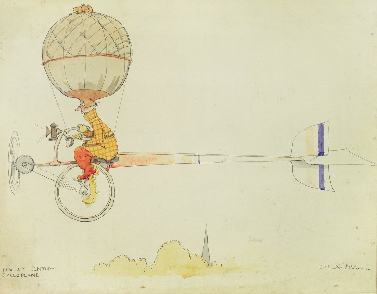 21. vuosisadan sykloplane tekijältä William Heath Robinson