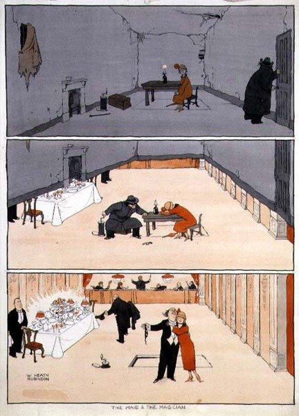 Piika ja taikuri tekijältä William Heath Robinson