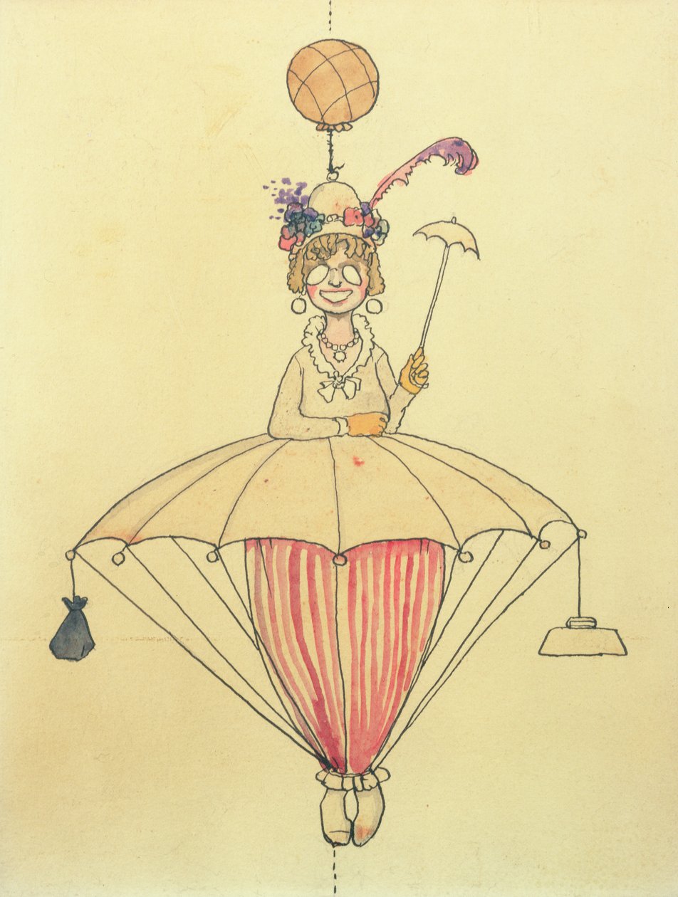 Henkilökohtainen ilmamatkajärjestelmä naisille tekijältä William Heath Robinson