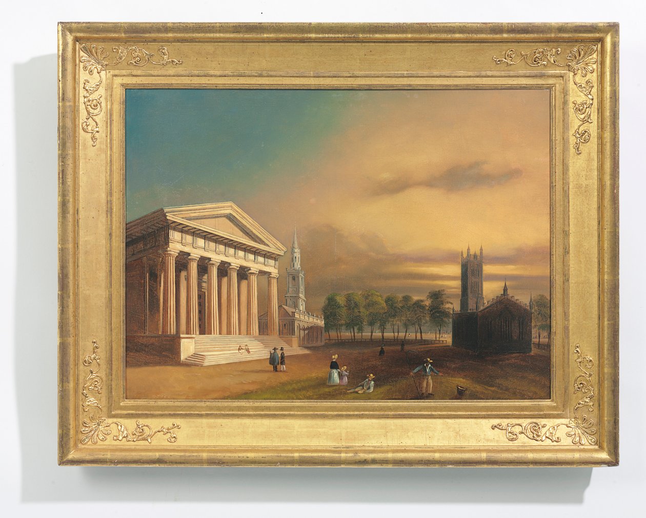 Goottilainen kirkko, New Haven (öljy kankaalle) tekijältä William Henry (after) Bartlett