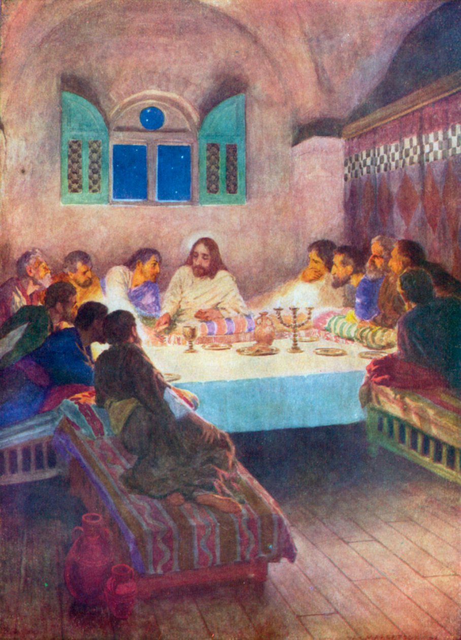 Viimeinen ehtoollinen (värilitro) tekijältä William Henry (after) Margetson