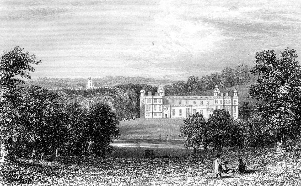 Audley End, Essex, kaiverrus Henry Adlard, 1832 tekijältä William Henry Bartlett