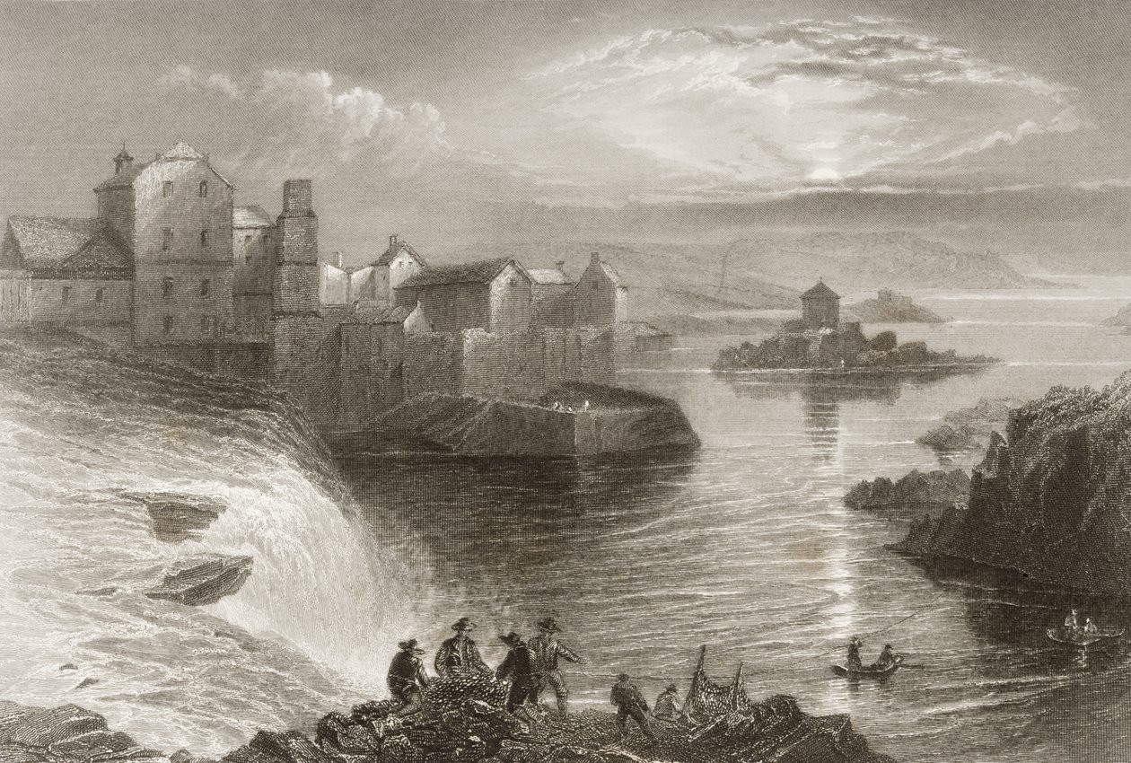 Ballyshannon, Donegalin kreivikunta, George Virtuen "Scenery and Antiquities of Ireland", 1860-luku tekijältä William Henry Bartlett