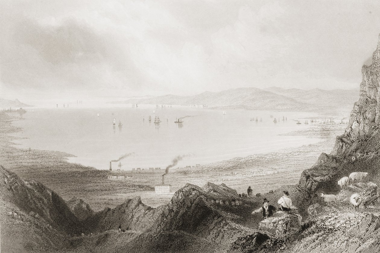 Belfast Lough, Antrimin kreivikunta, George Virtuen "Scenery and Antiquities of Ireland", 1860-luku tekijältä William Henry Bartlett