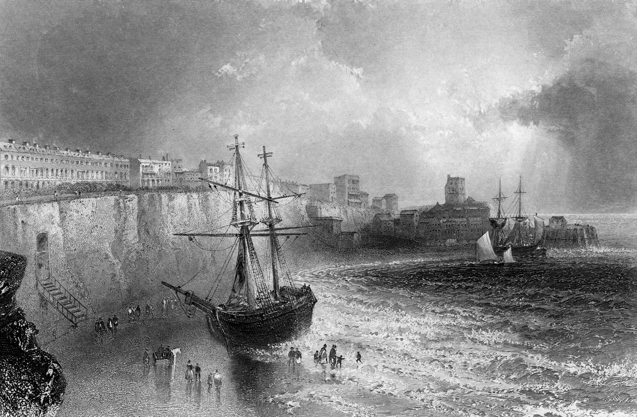 Broadstairs, Kent, kaiverrus Robert Brandard, 1842 tekijältä William Henry Bartlett