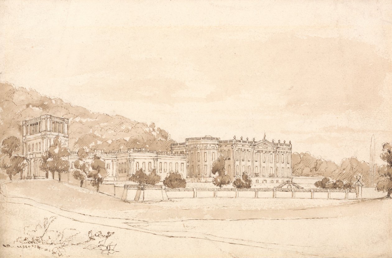 Chatsworth House, Derbyshire tekijältä William Henry Bartlett