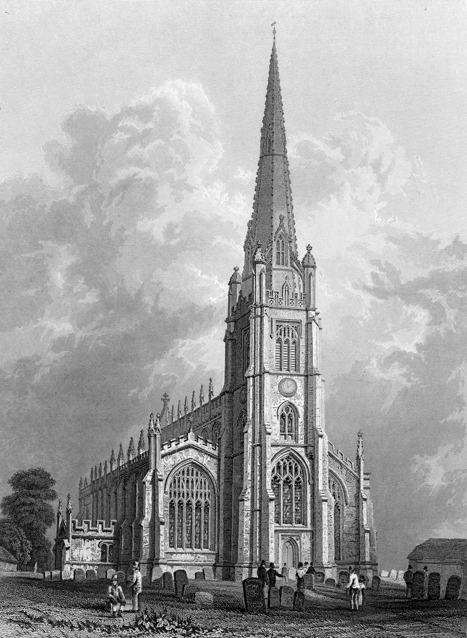 Neitsyt Marian kirkko, Saffron Walden, kaiverrus Robert Sands, 1832 tekijältä William Henry Bartlett