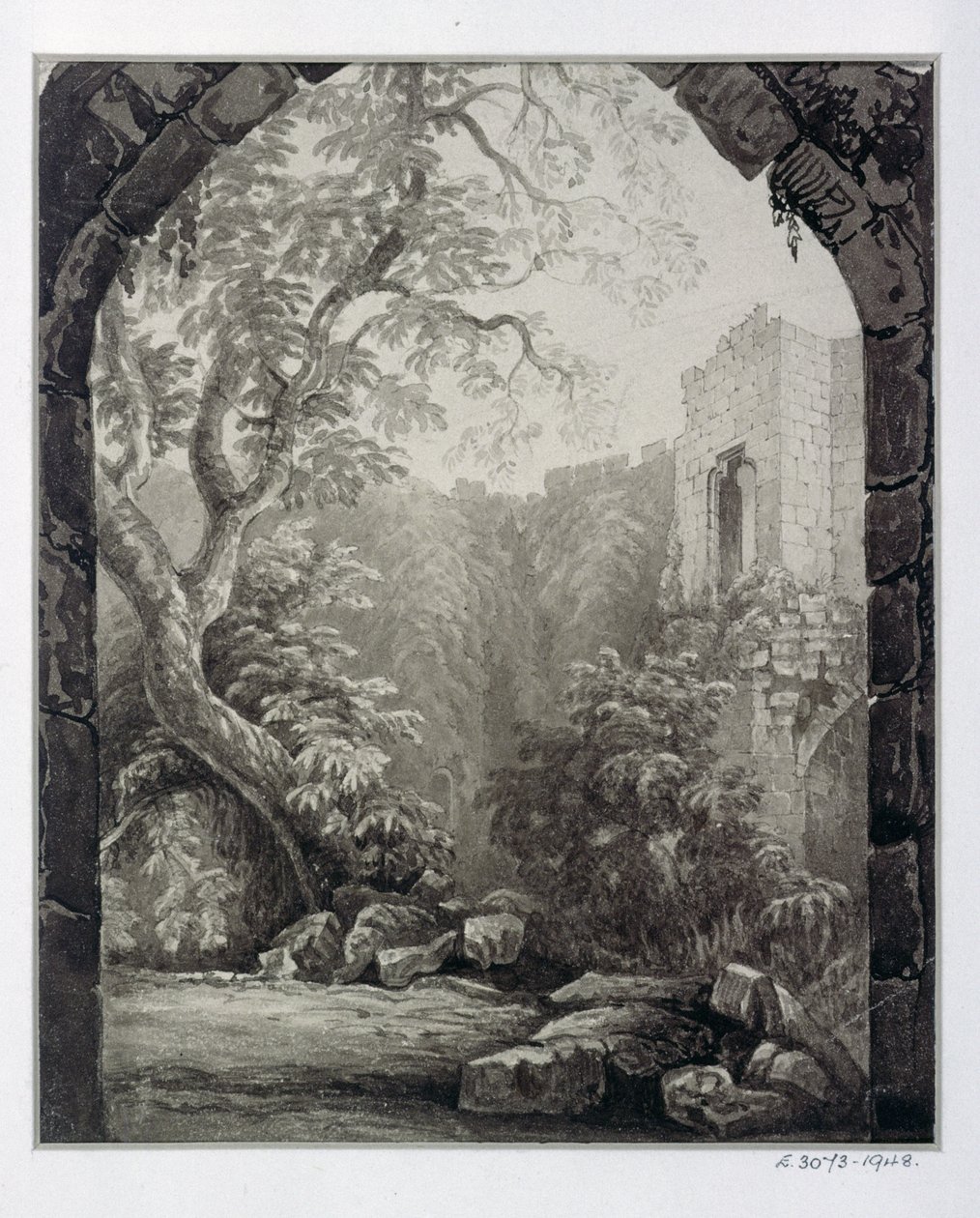 Cliffords Tower, York, sisustus, 1827 tekijältä William Henry Bartlett