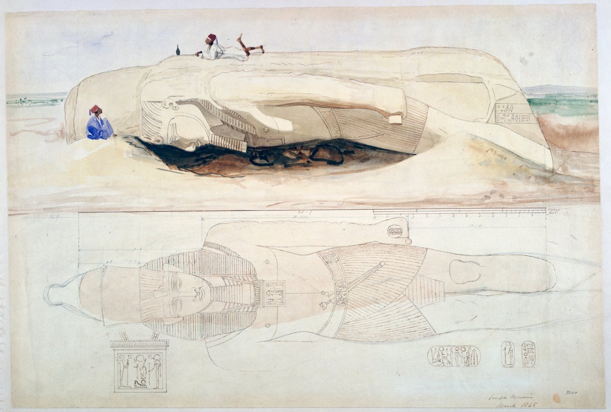 Ramses II:n kolossi, Memphis, 1845 tekijältä William Henry Bartlett