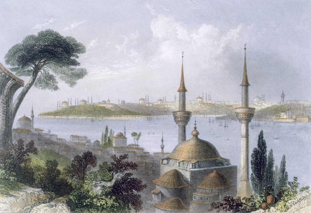 Yleiskuva Konstantinopolin Scutarista, c1850. tekijältä William Henry Bartlett