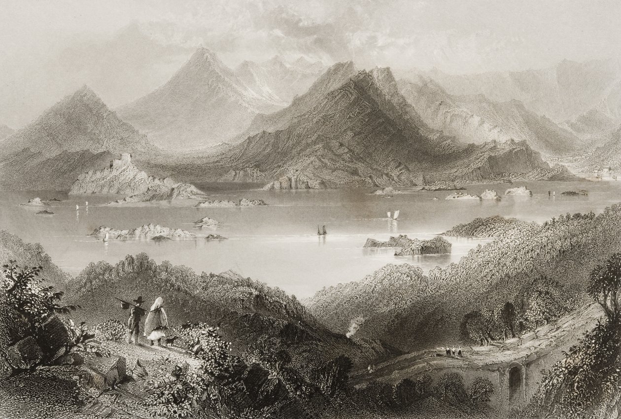 Glengarriff, Corkin kreivikunta, Irlanti, George Virtuen teoksesta "Scenery and Antiquities of Ireland", 1860-luku tekijältä William Henry Bartlett