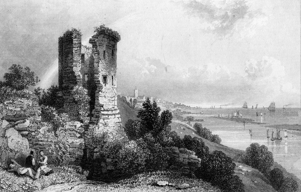 Hadleigh Castle, Essex, kaiverrus Charles Mottram, 1832 tekijältä William Henry Bartlett