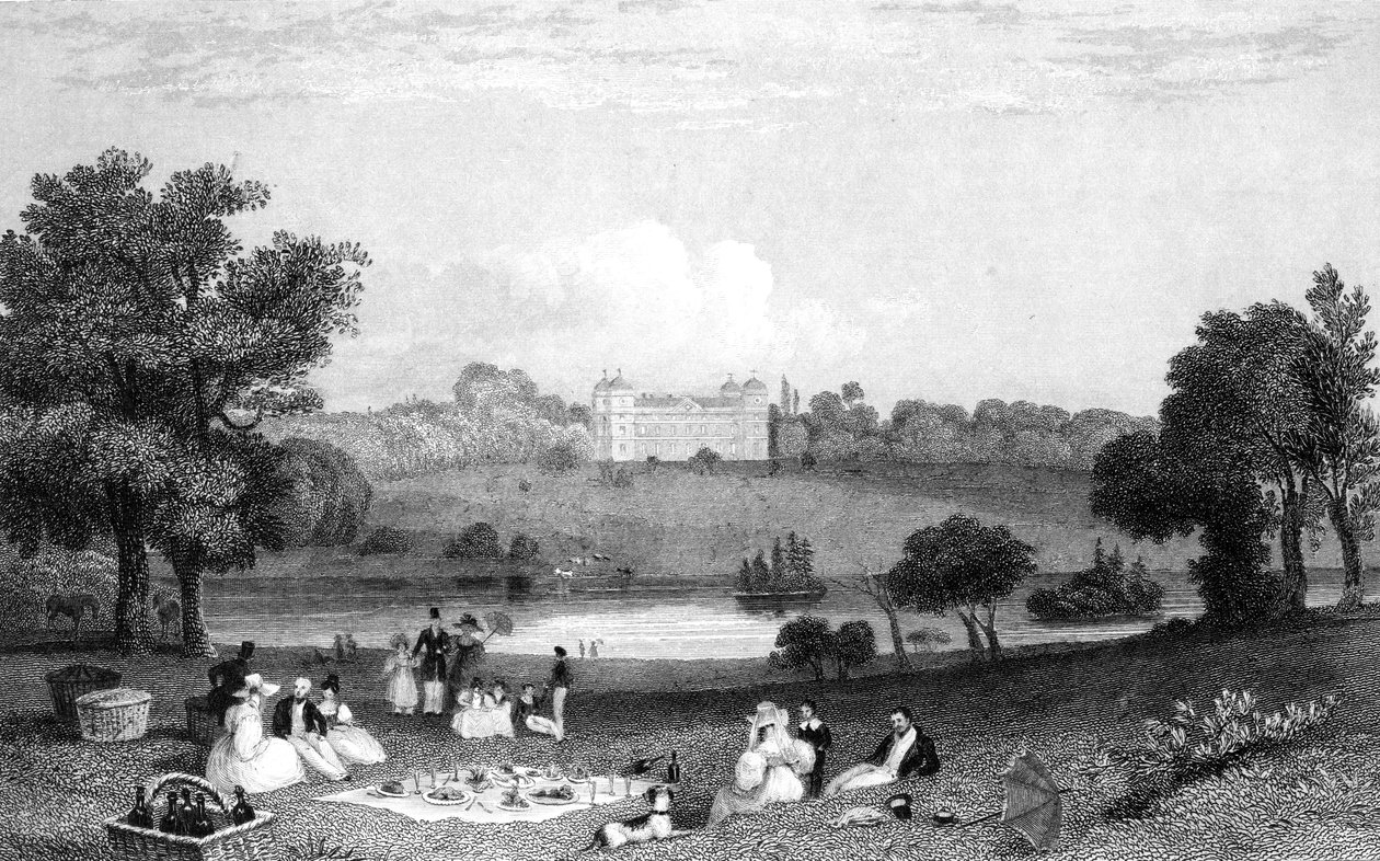 Hallingbury Place, Essex, kaiverrettu Henry Wallisin toimesta, 1832. tekijältä William Henry Bartlett
