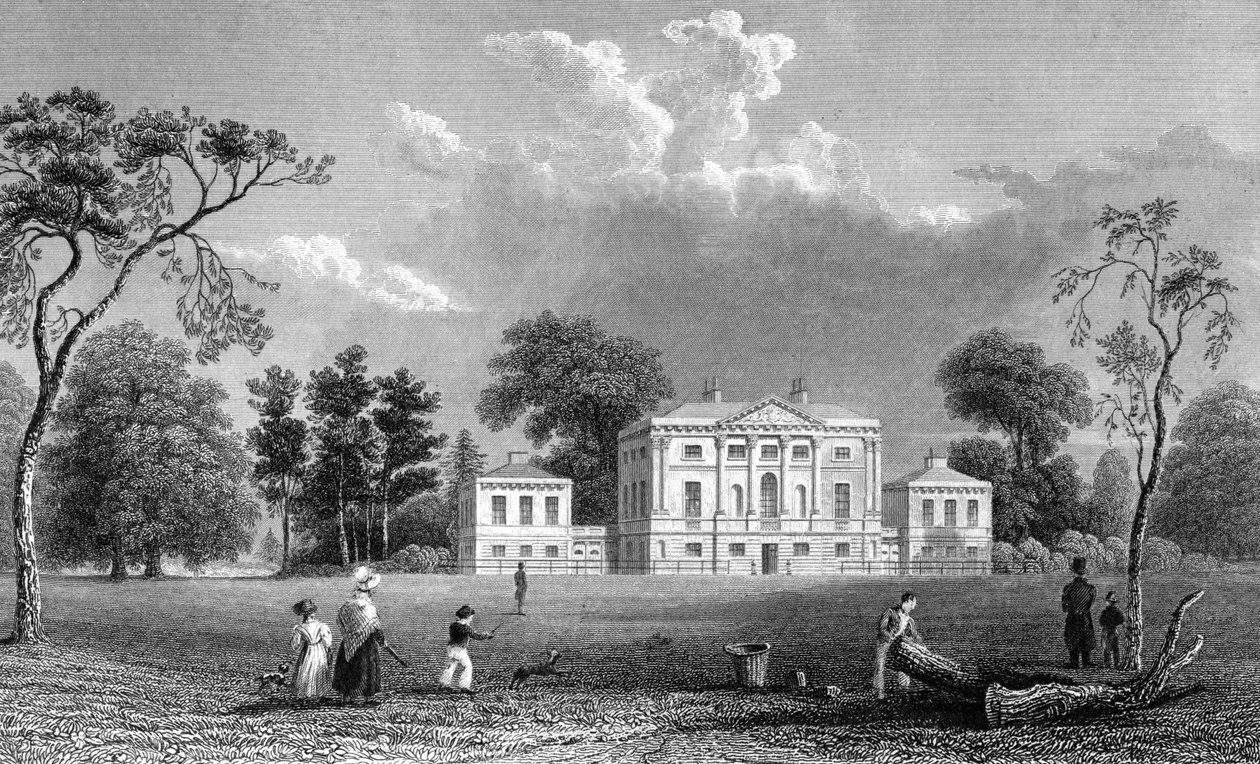 Hare Hall, Essex, kaiverrus E. Young, 1833 tekijältä William Henry Bartlett