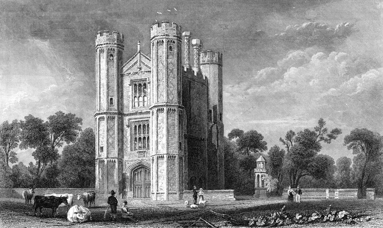 Leighs Priory, Essex, kaiverrus E. Young, 1832 tekijältä William Henry Bartlett