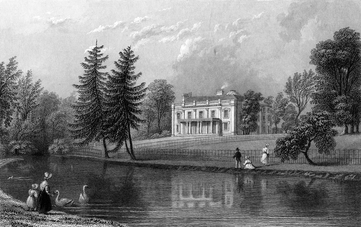 Moor Hall, Near Harlow, Essex, kaiverrus John Rogers, 1833 tekijältä William Henry Bartlett