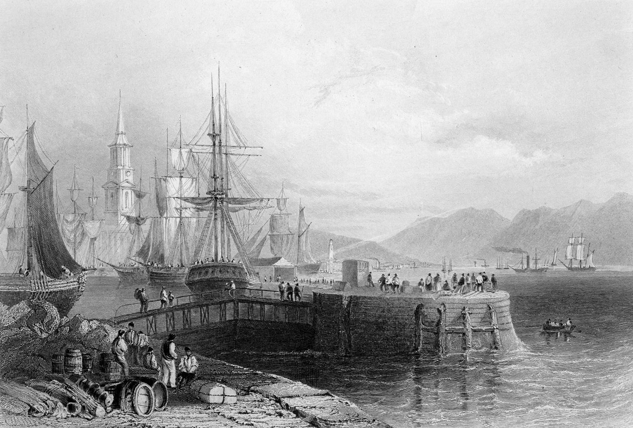 Port Glasgow, kaiverrus J.W. Appleton, 1841 (kaiverrus) tekijältä William Henry Bartlett