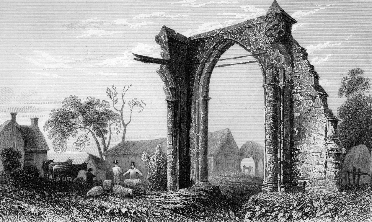 Bycknacre Prioryn jäännökset, Essex, kaiverrus William Tombleson, 1832 tekijältä William Henry Bartlett
