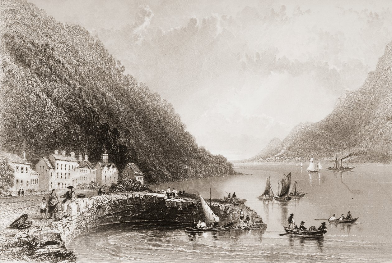 Rosstrevor Pier, County Down, George Virtuen "Scenery and Antiquities of Ireland", 1860-luku tekijältä William Henry Bartlett