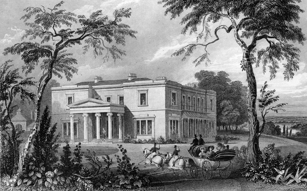 Stisted Hall, lähellä Braintreetä, Essex, kaiverrus John Carr Armytage, 1832 tekijältä William Henry Bartlett
