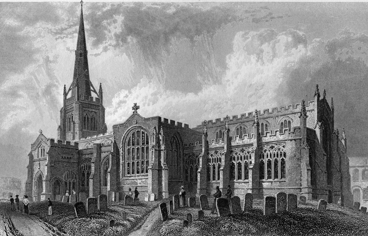 Thaxted Church, Essex, kaiverrus Robert Sands, 1831 tekijältä William Henry Bartlett
