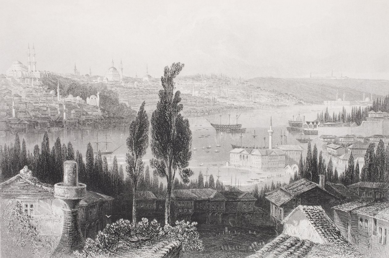 The Arsenal from the Pera, Turkki, "Gallery of Historical Portraits", julkaistu noin 1880 tekijältä William Henry Bartlett