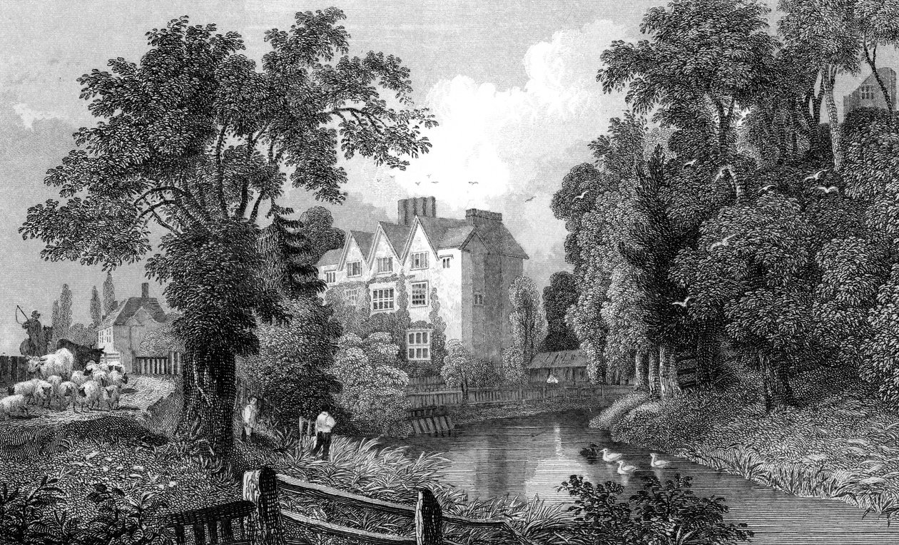 Ongarin linnan ja linnatalon vallihauta, Essex, kaiverrus Henry Wallis, 1832 tekijältä William Henry Bartlett