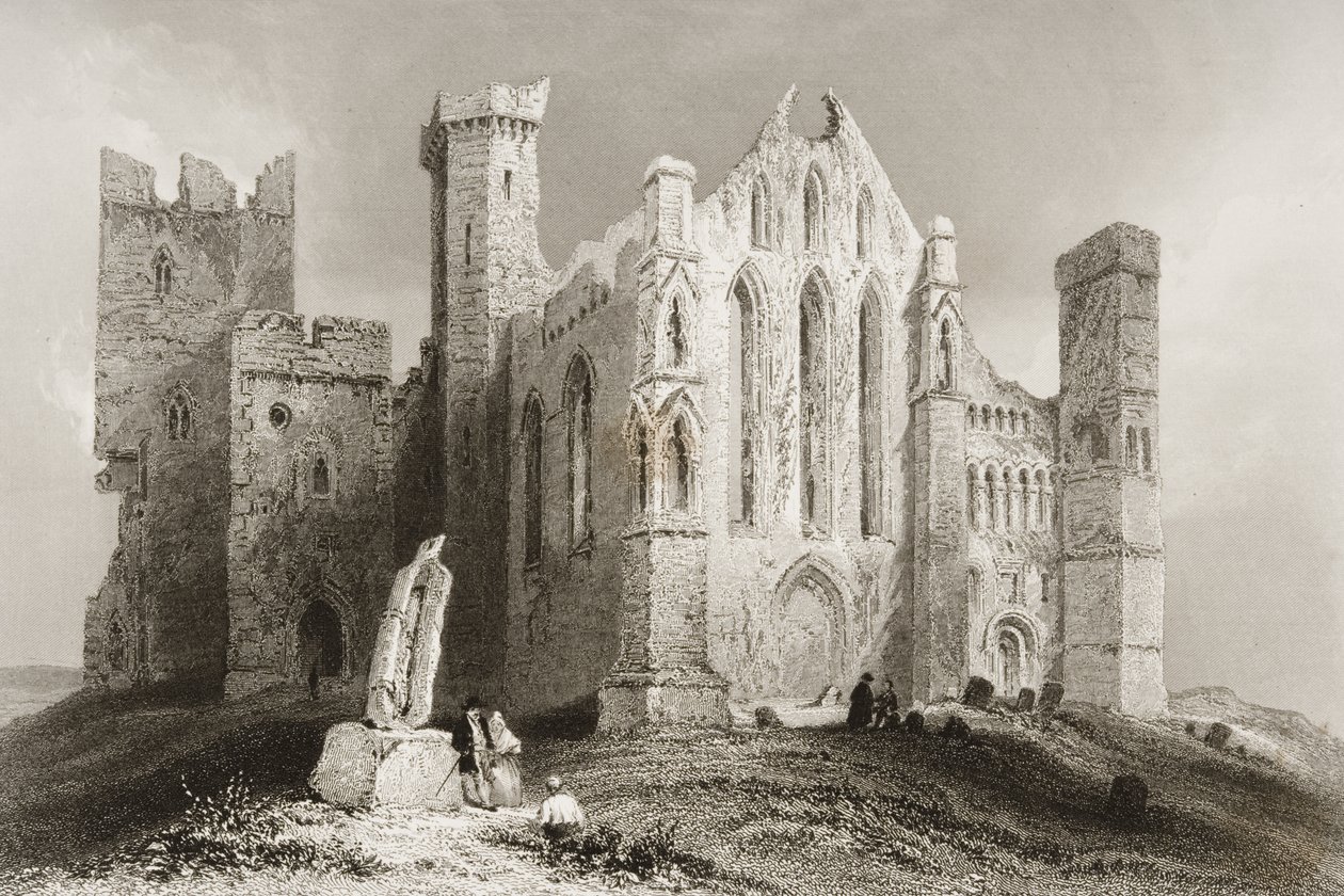 The Rock of Cashel, Tipperaryn kreivikunta, Irlanti, George Virtuen teoksesta "Scenery and Antiquities of Ireland", 1860-luku (kaiverrus). tekijältä William Henry Bartlett
