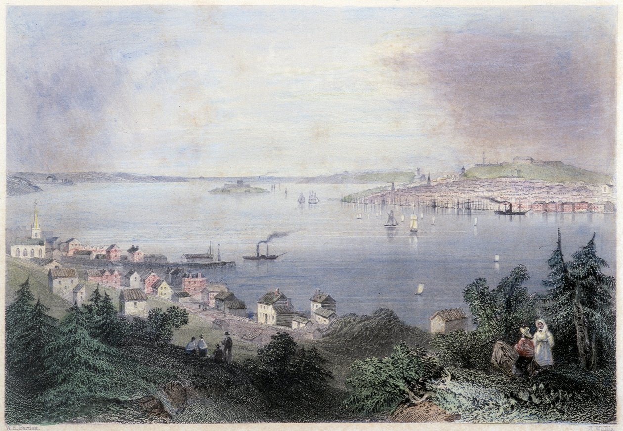 Näkymä Halifaxista - William Henry Bartlettin "" Canadian Scenery illustrated" -julkaisussa, toim. George Virtue tekijältä William Henry Bartlett