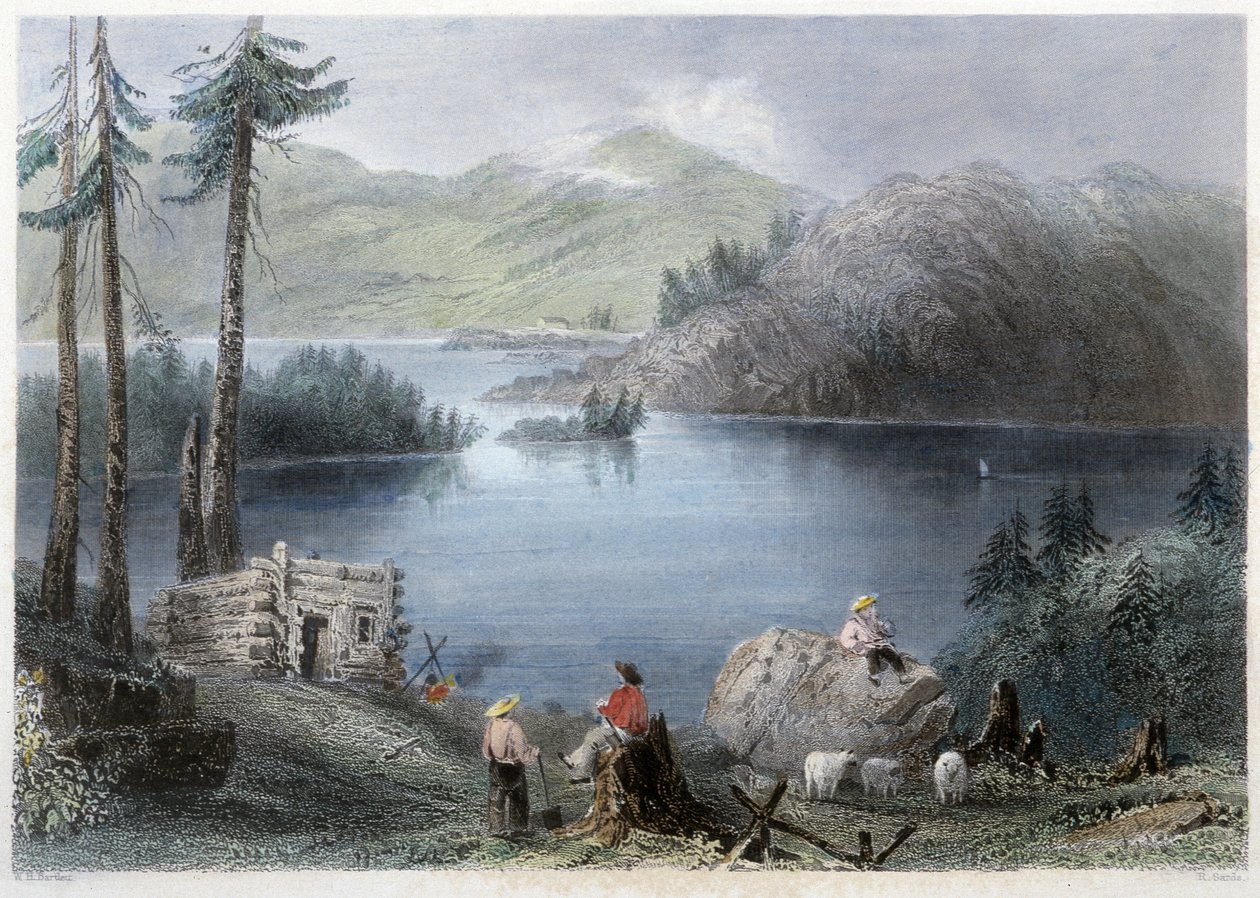 Näkymä järvelle ja rajalle - Bartlett W. H. kuvittamassa "" kanadalaisessa maisemassa. tekijältä William Henry Bartlett