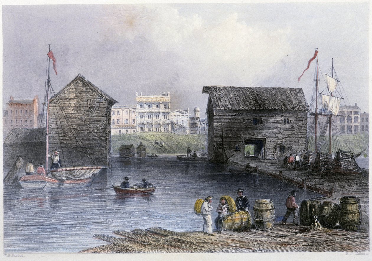 Näkymä Toronto Docksille - Bartlett W. H. "" kuvittamassa kanadalaisessa maisemassa" tekijältä William Henry Bartlett