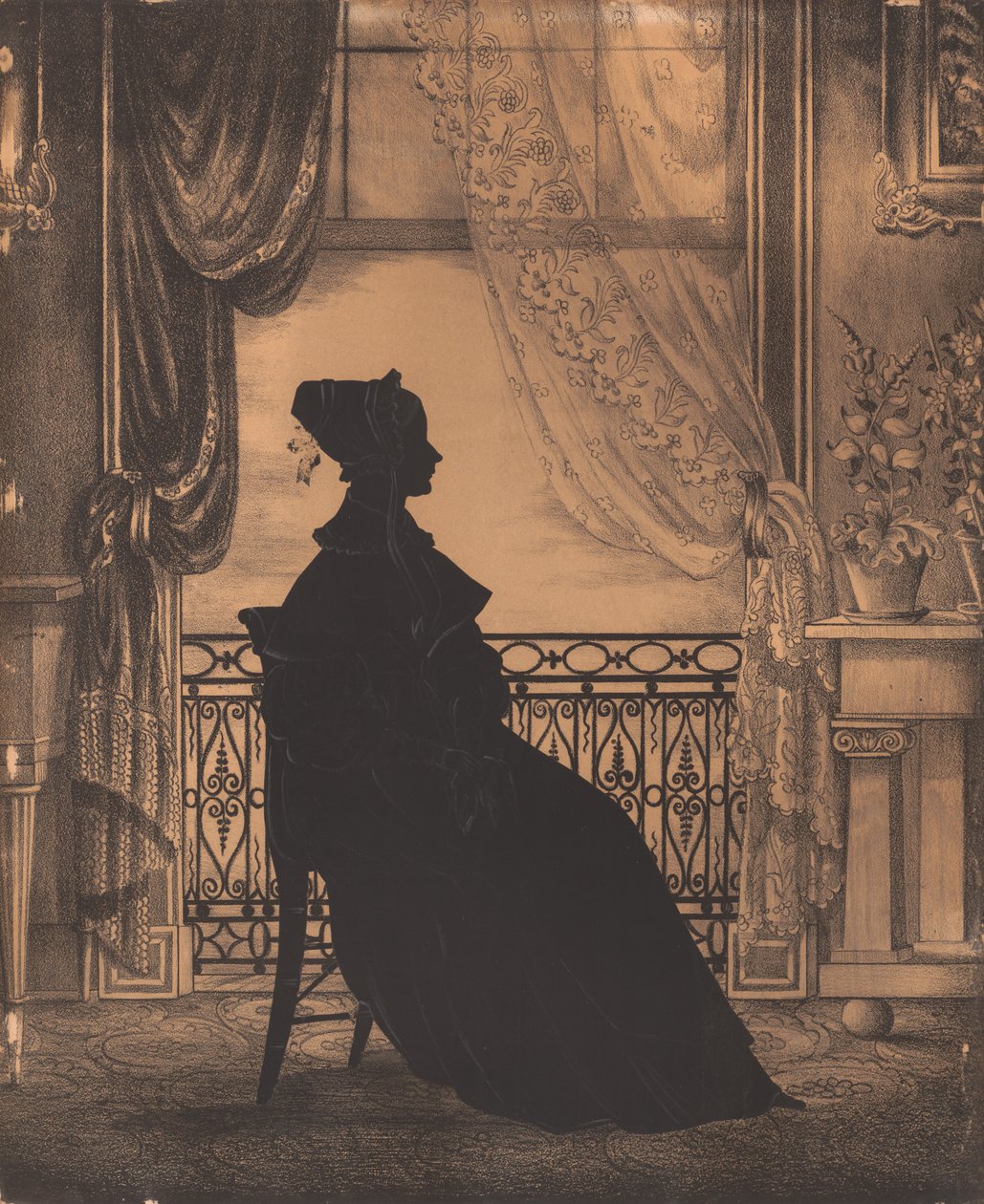 Naisen muotokuva ikkunan edessä, ennen vuotta 1860. tekijältä William Henry Brown