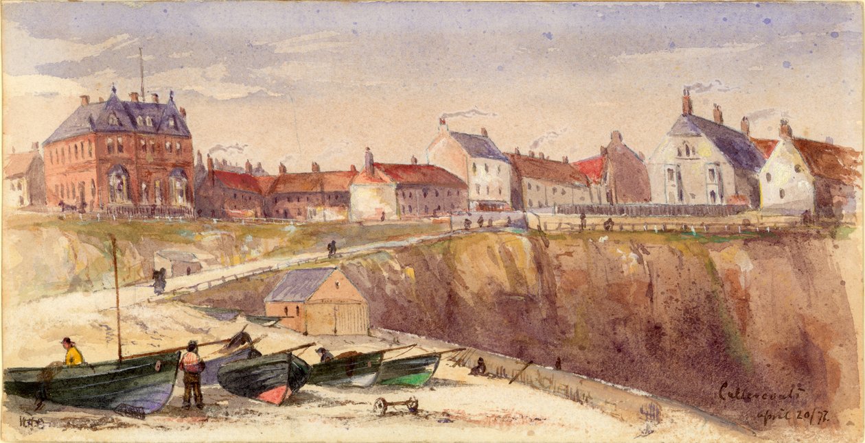 Cullercoats (vartaloväri ja vesiväri paperille) tekijältä William Henry Charlton
