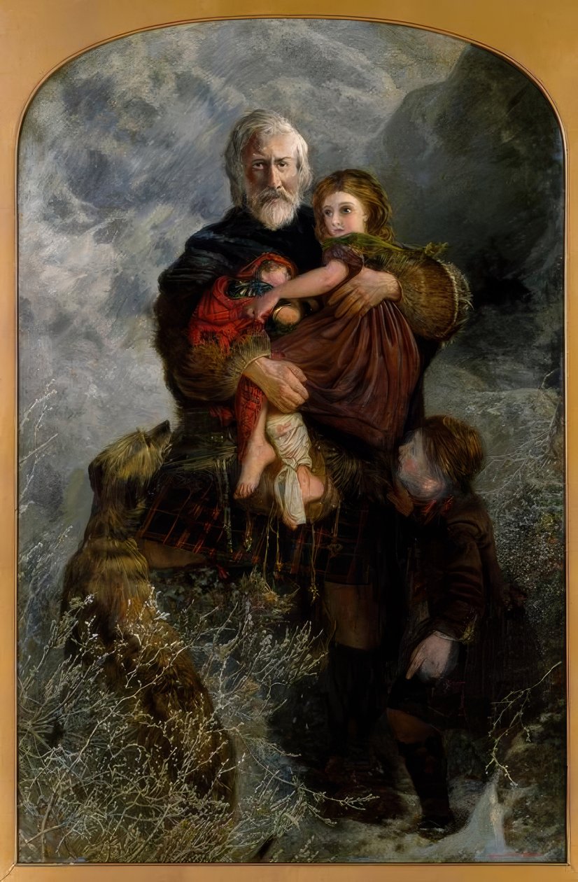 Massaker von Glencoe, Flüchtlinge / Gemälde v. W.H.Fisk tekijältä William Henry Fisk