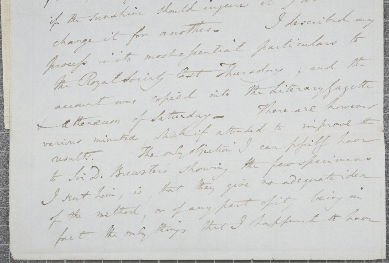 William Henry Fox Talbotin allekirjoitettu kirje James David Forbesille, 1839 tekijältä William Henry Fox Talbot