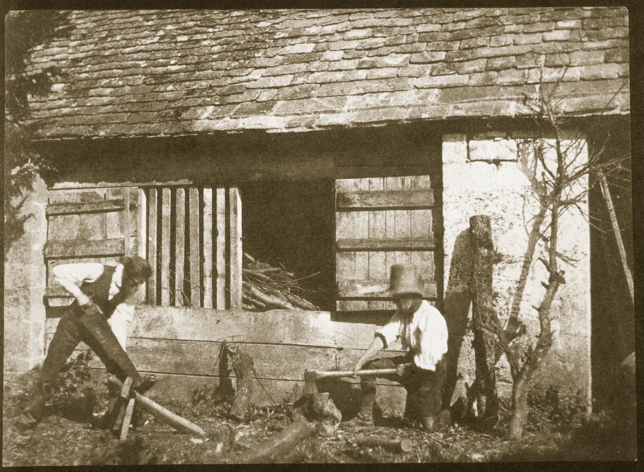 Puunkaivertajat, 1845 (suolapaperipainatus kalotypianegatiivista) tekijältä William Henry Fox Talbot