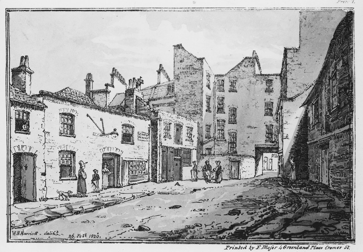 Näkymä Cato-kadulta, 1820 (litografia) tekijältä William Henry Harriott