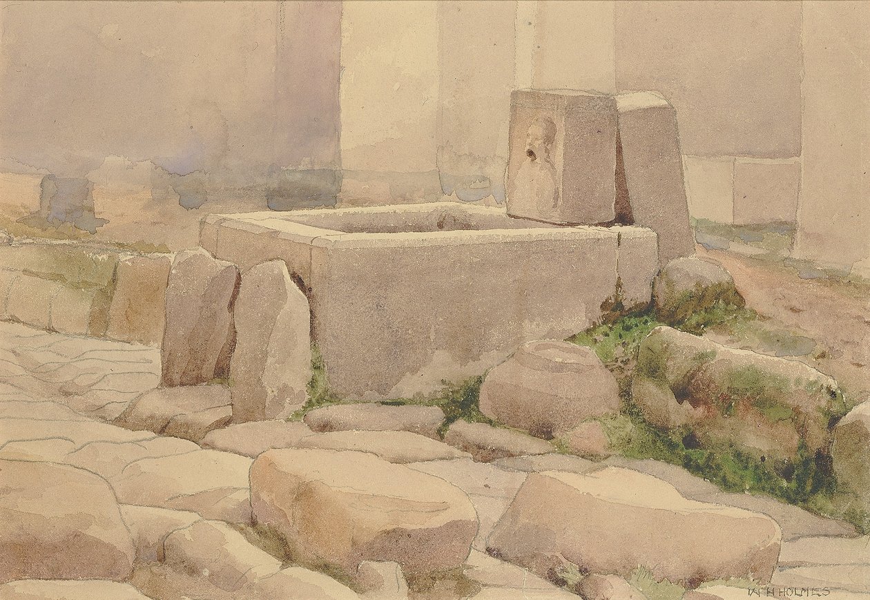 Pompeijalainen suihkulähde ja hevoskaukalo, 1880 tekijältä William Henry Holmes