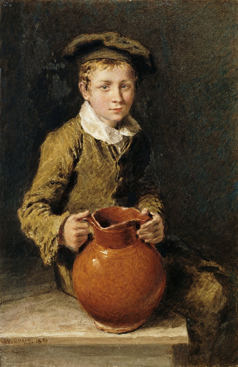 Poika istuu penkillä kannun kanssa, 1839 tekijältä William Henry Hunt