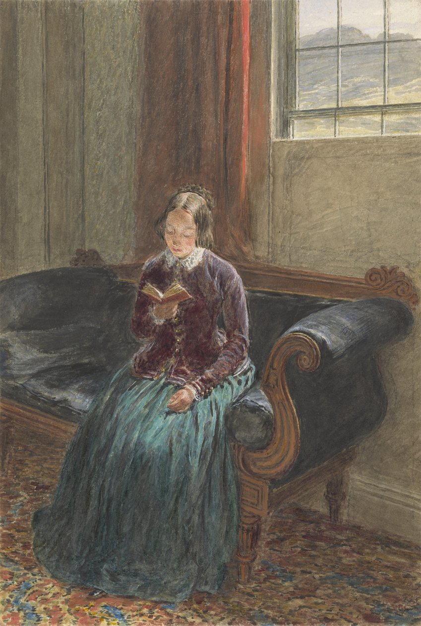 Lady Reading, nimeltään Mrs William Hunt, n. 1835 (guassi ja wc grafiitin päällä paperilla) tekijältä William Henry Hunt