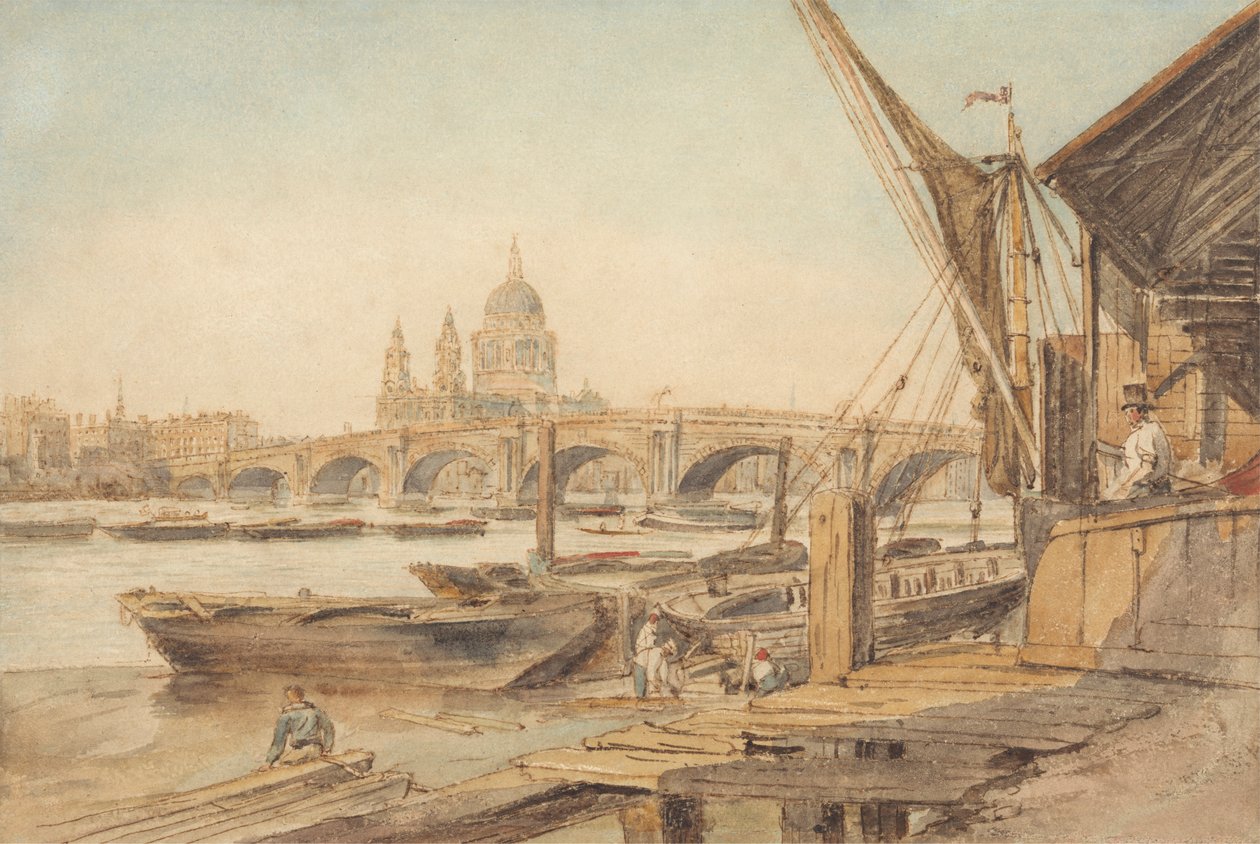 St. Paulin katedraali ja Blackfriars Bridge tekijältä William Henry Hunt