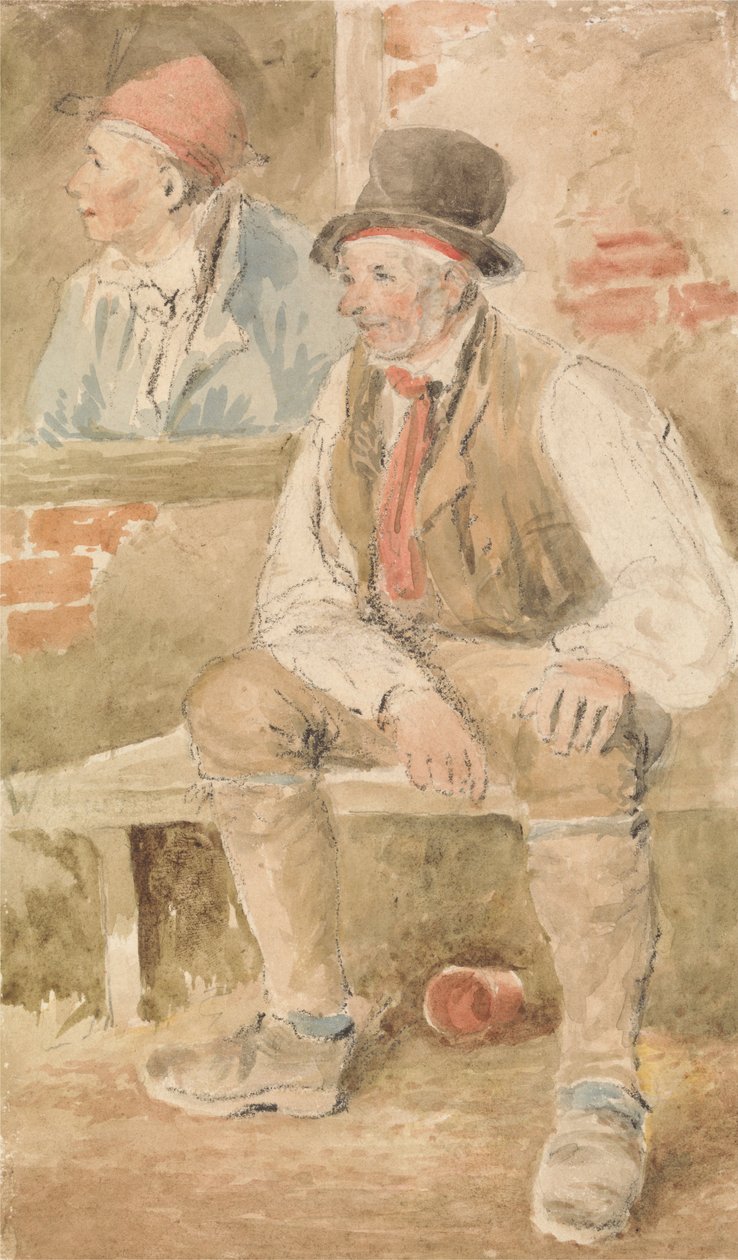 Kaksi talonpoikaa ikkunan ääressä tekijältä William Henry Hunt