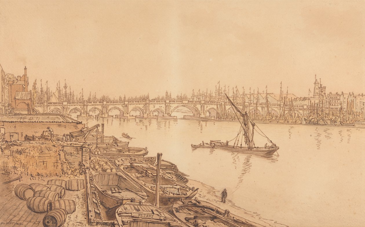 Näkymä Old London Bridgelle tekijältä William Henry Hunt