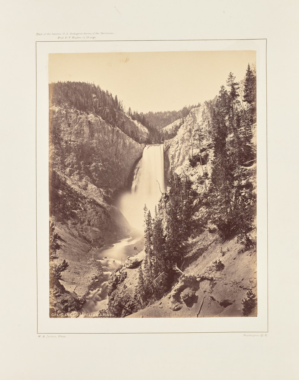 Yellowstonen alemmat putoukset, lähikuva tekijältä William Henry Jackson