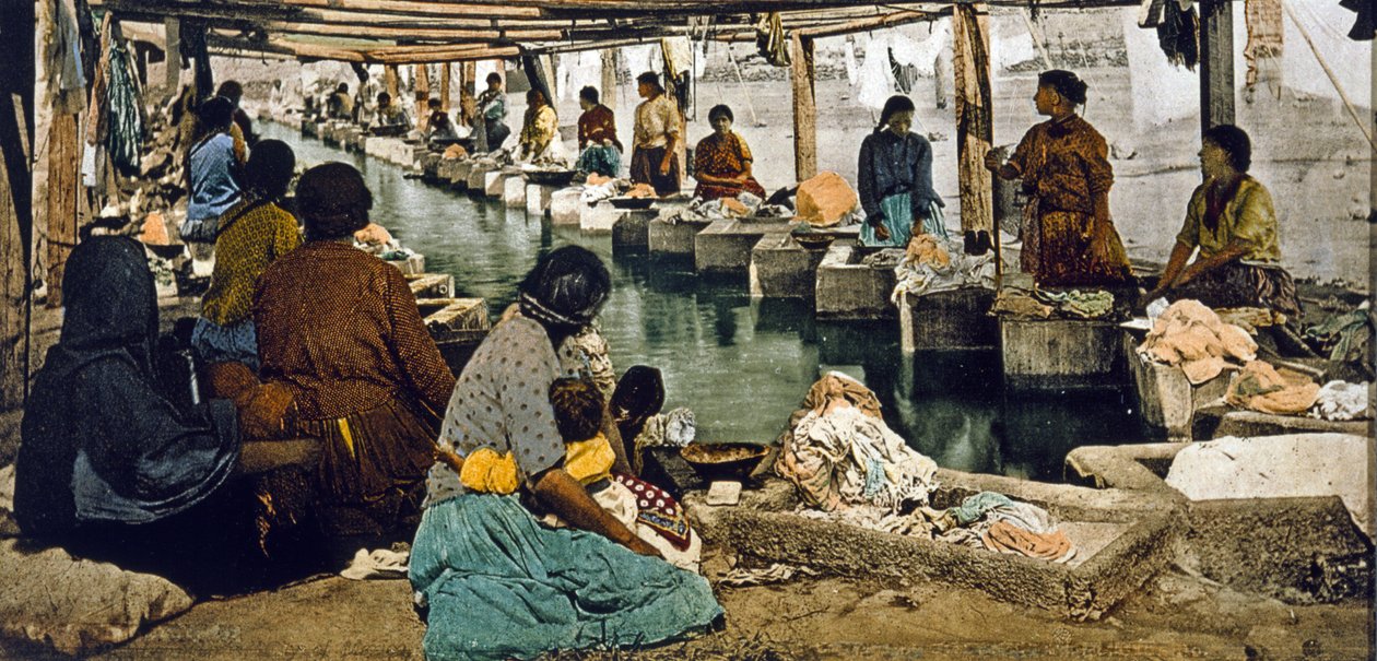 Pesupäivä Mexico Cityssä, pubissa. Detroit, 1880-1900 (chromolitho) tekijältä William Henry Jackson