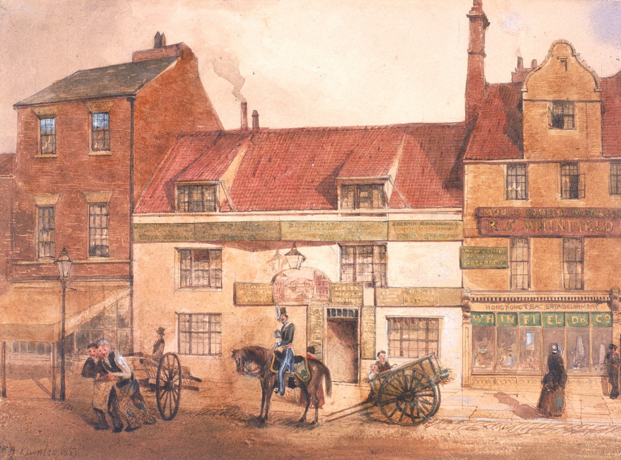 The White Horse Inn, Pilgrim Street (vartaloväri, kynä ja wc paperilla) tekijältä William Henry Knowles