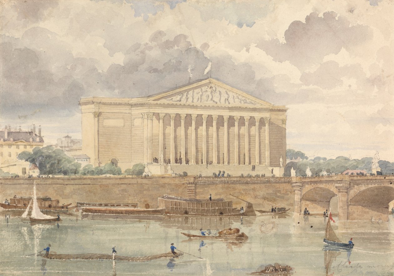 Edustajainhuone ja Pont Louis XVI, 30. heinäkuuta 1828, kello 6 aamulla tekijältä William Henry Lake Price