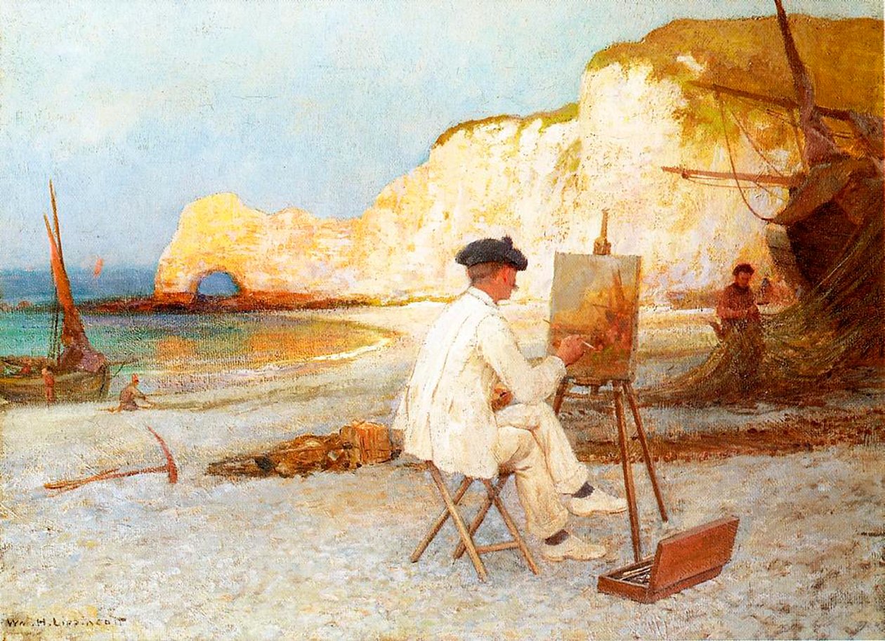 Taidemaalari meren rannalla, n. 1885 tekijältä William Henry Lippincott